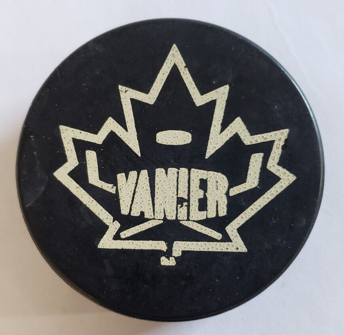 Vintage Canadian Hockey Puck - Vanier Game Team