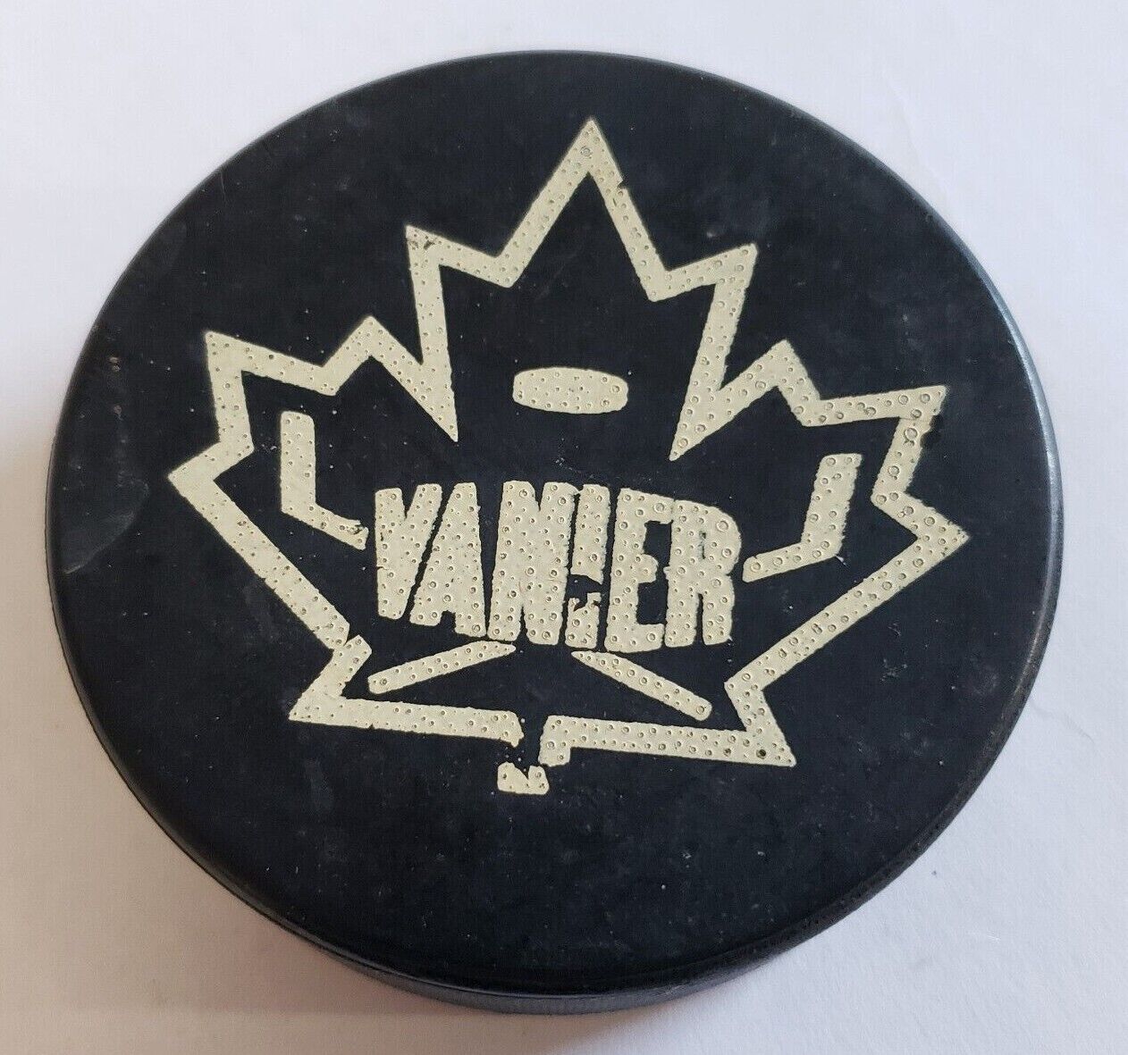 Vintage Canadian Hockey Puck - Vanier Game Team
