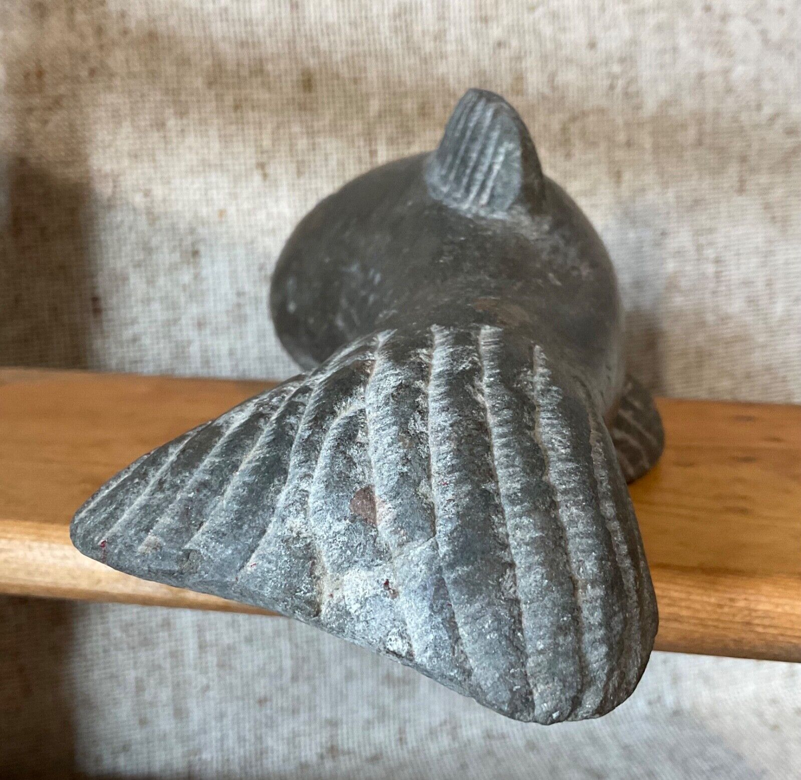 Vintage Canadian Carved Stone Fish: 1338g Folk Art