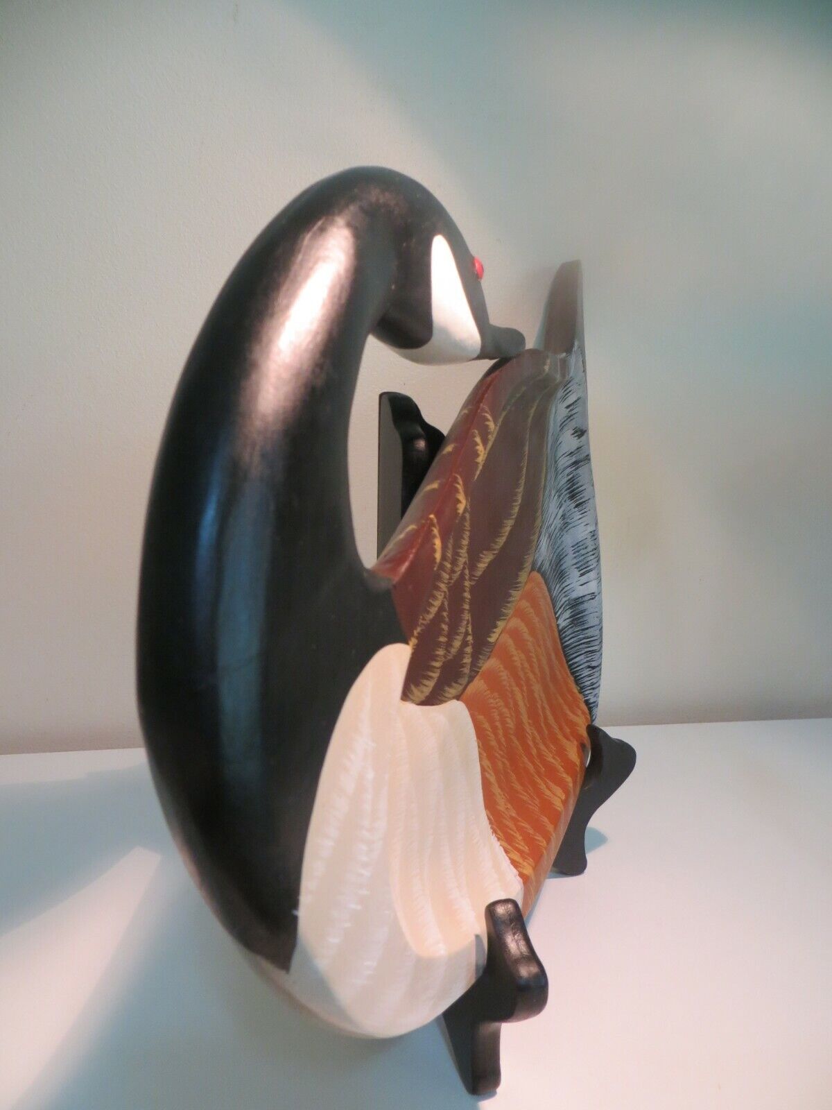 Handcrafted Canadian Goose Wood Shallow Trinket Bowl, Folk Art