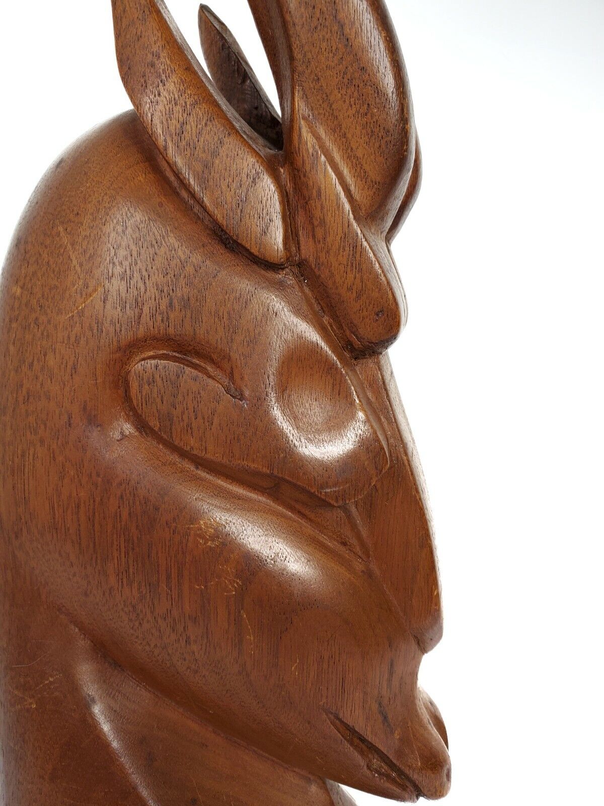 Solid Teak Wood Gazelle Antelope Vintage Sculpture