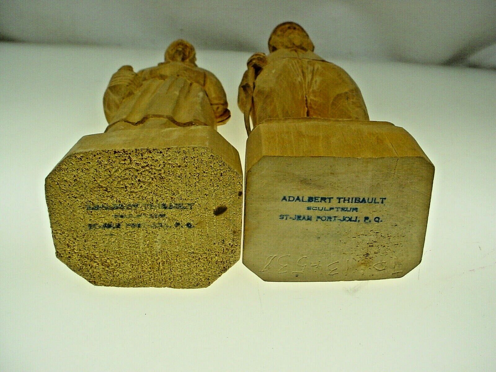 Vintage Canadian Wood Sculpture: Old Man & Woman