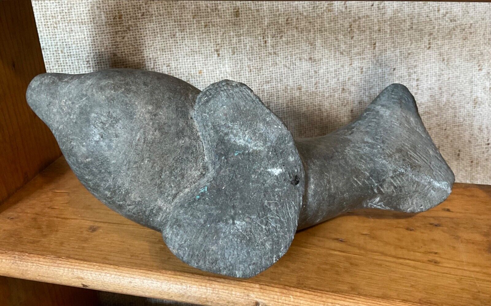 Vintage Canadian Carved Stone Fish: 1338g Folk Art