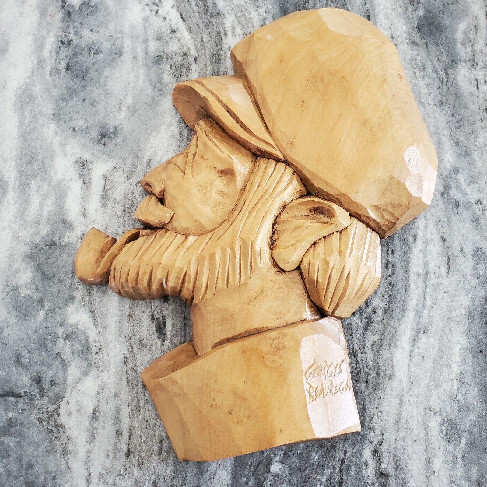 Georges Beauregard Hand Wood Carving: Smoking Pipe