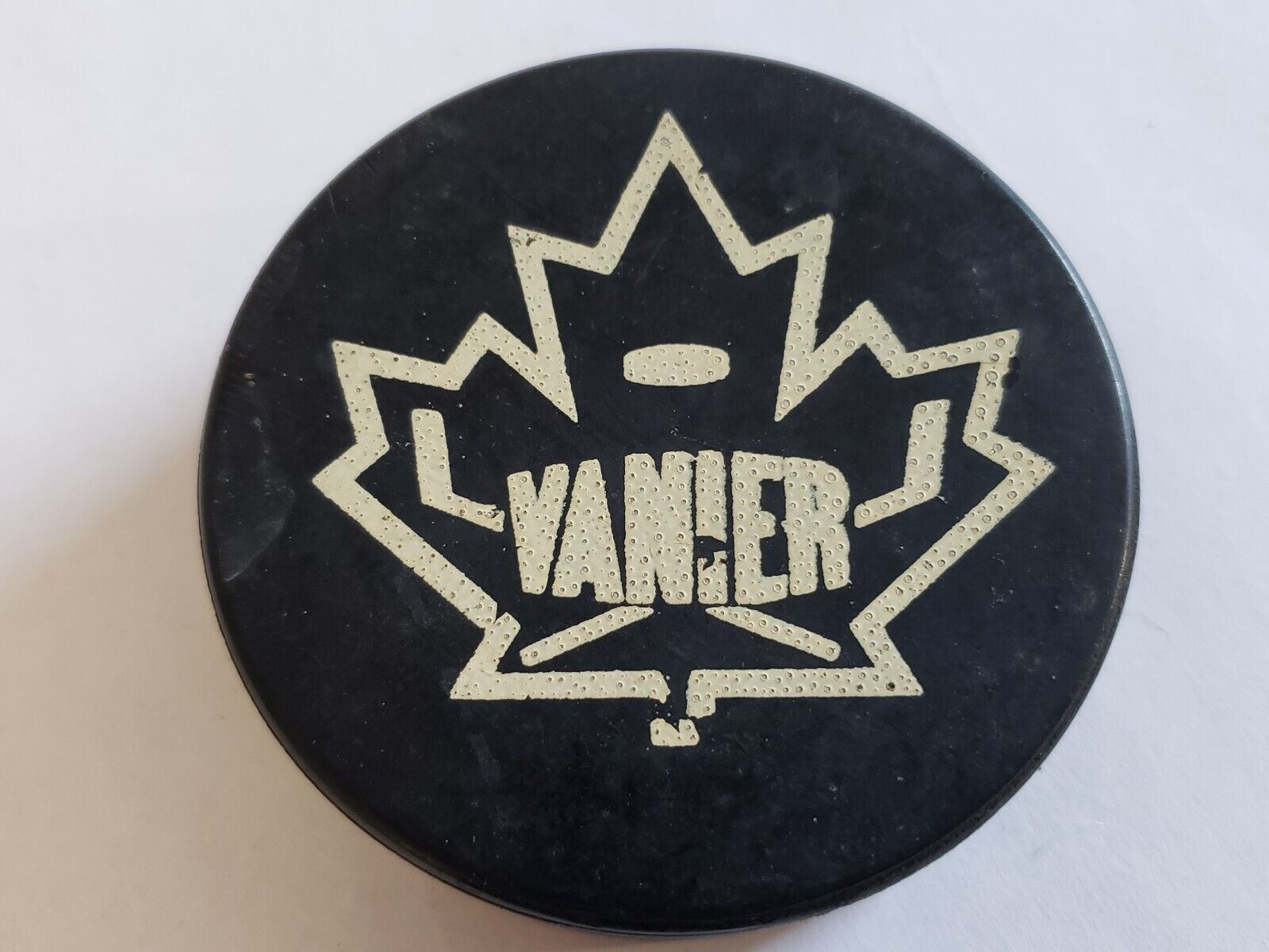 Vintage Canadian Hockey Puck - Vanier Game Team