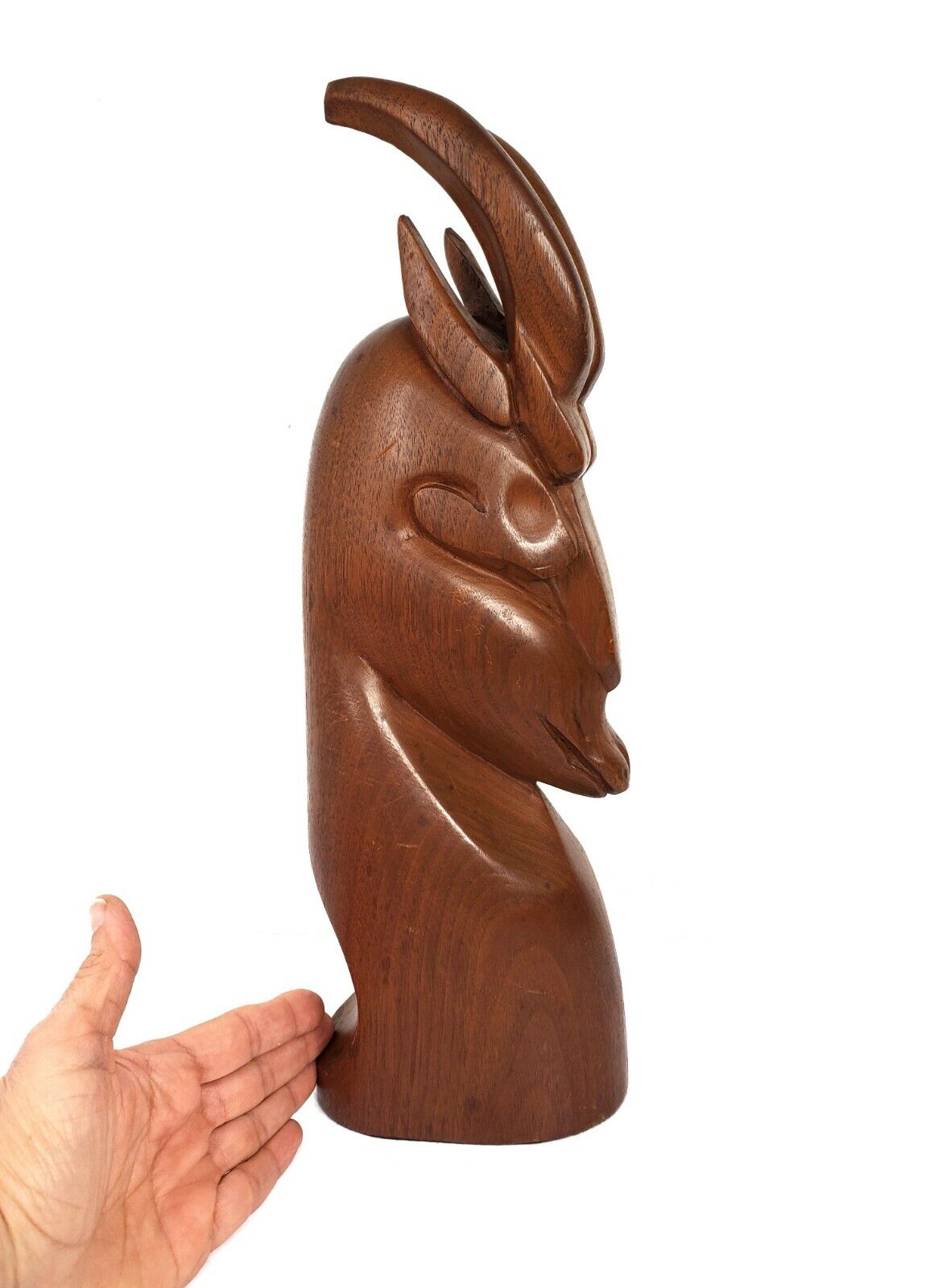 Solid Teak Wood Gazelle Antelope Vintage Sculpture