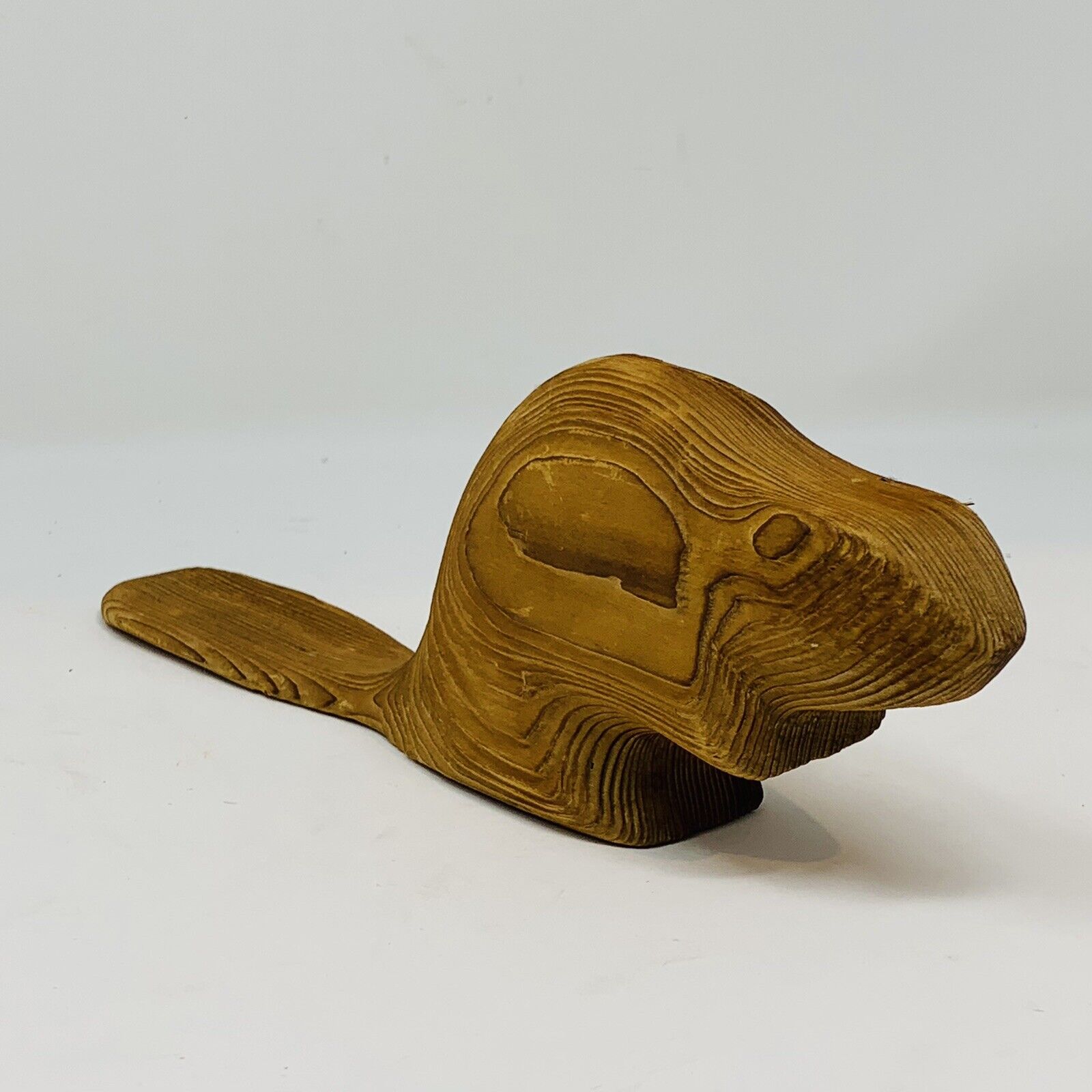Vintage Cedar Carved Beaver – Unique Quebec Art