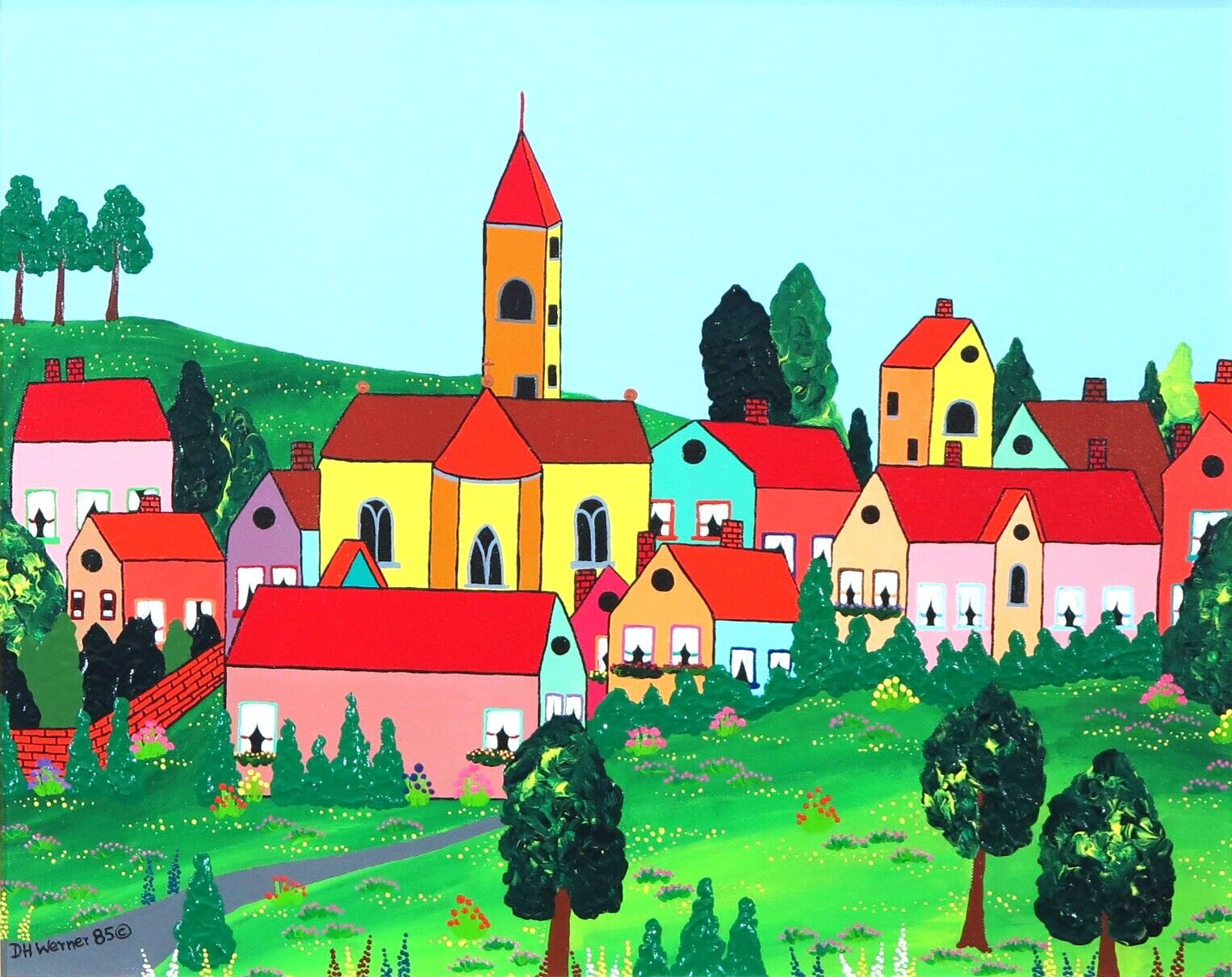 German Canadian Naive Folk Art 1985 Painting