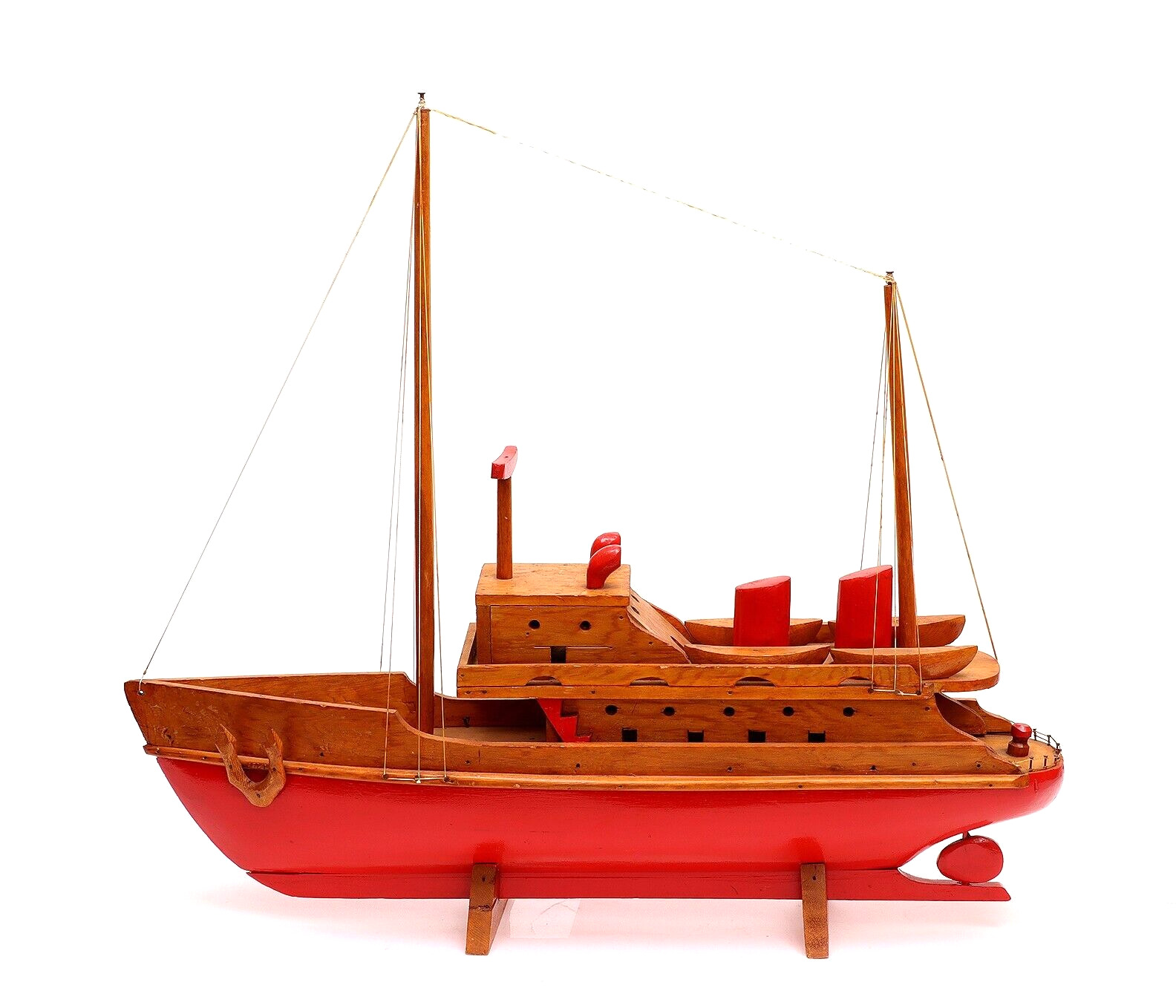 Vintage Canada-US Folk Art Sailboat Wood Model 26