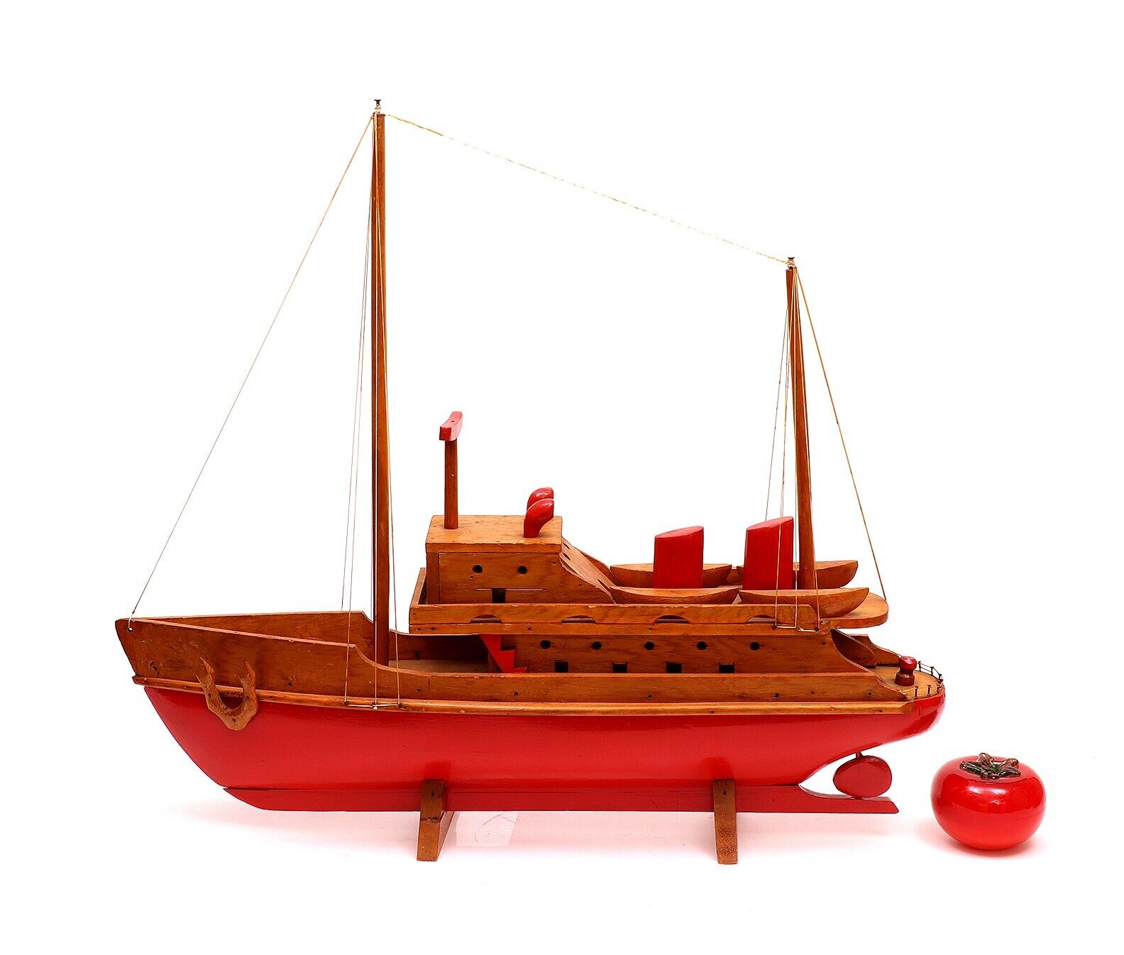 Vintage Canada-US Folk Art Sailboat Wood Model 26