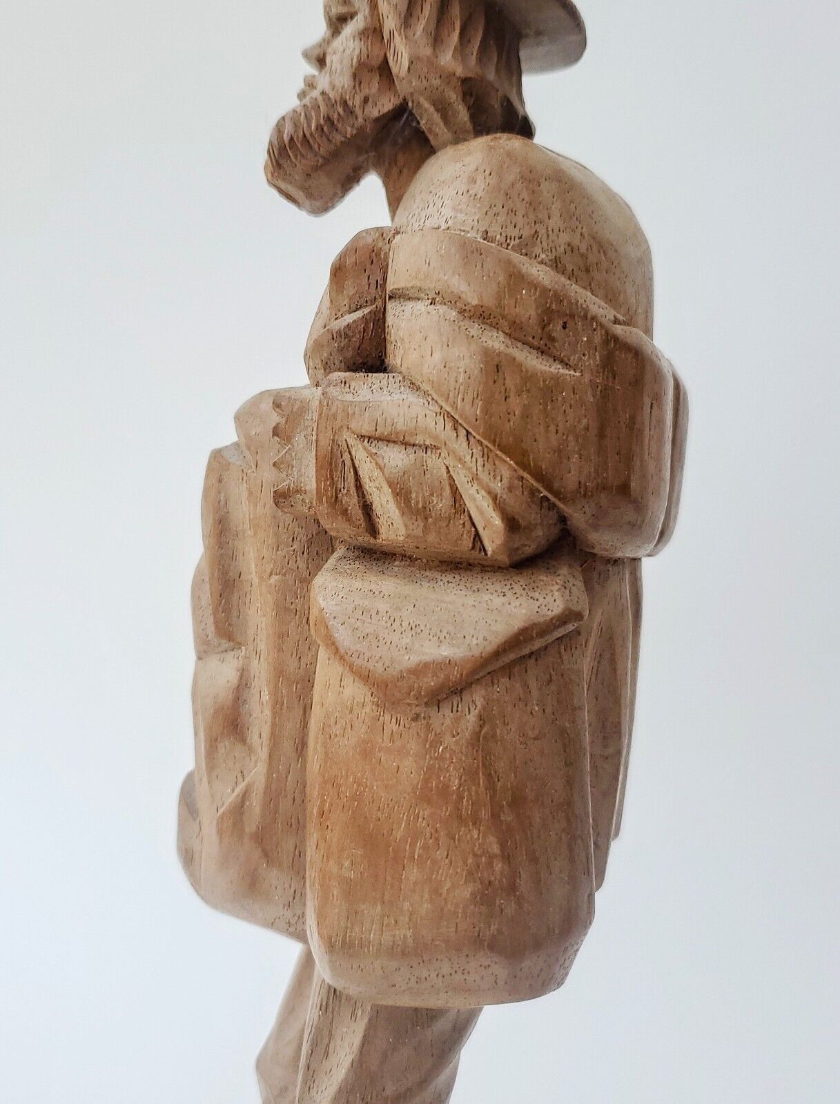 Vintage Canadian Wood Carving of Barefoot Traveler