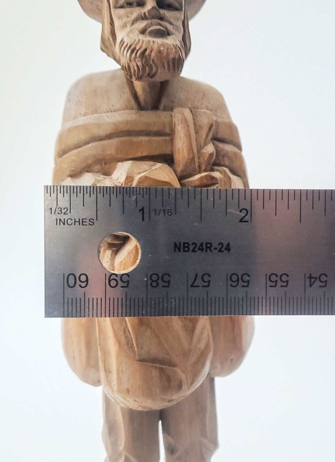 Vintage Canadian Wood Carving of Barefoot Traveler