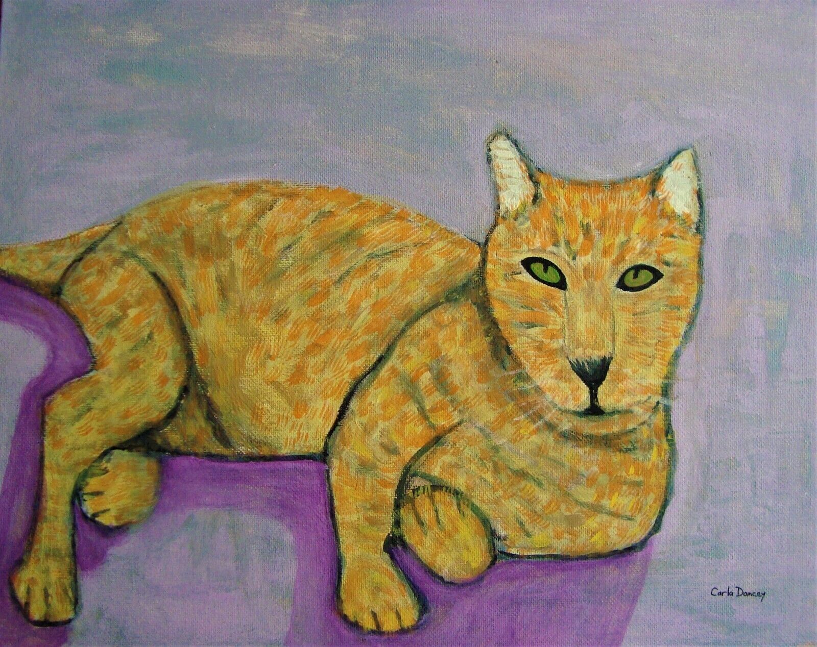 Signed Original Surrealism Cat Painting by Carla Dancey