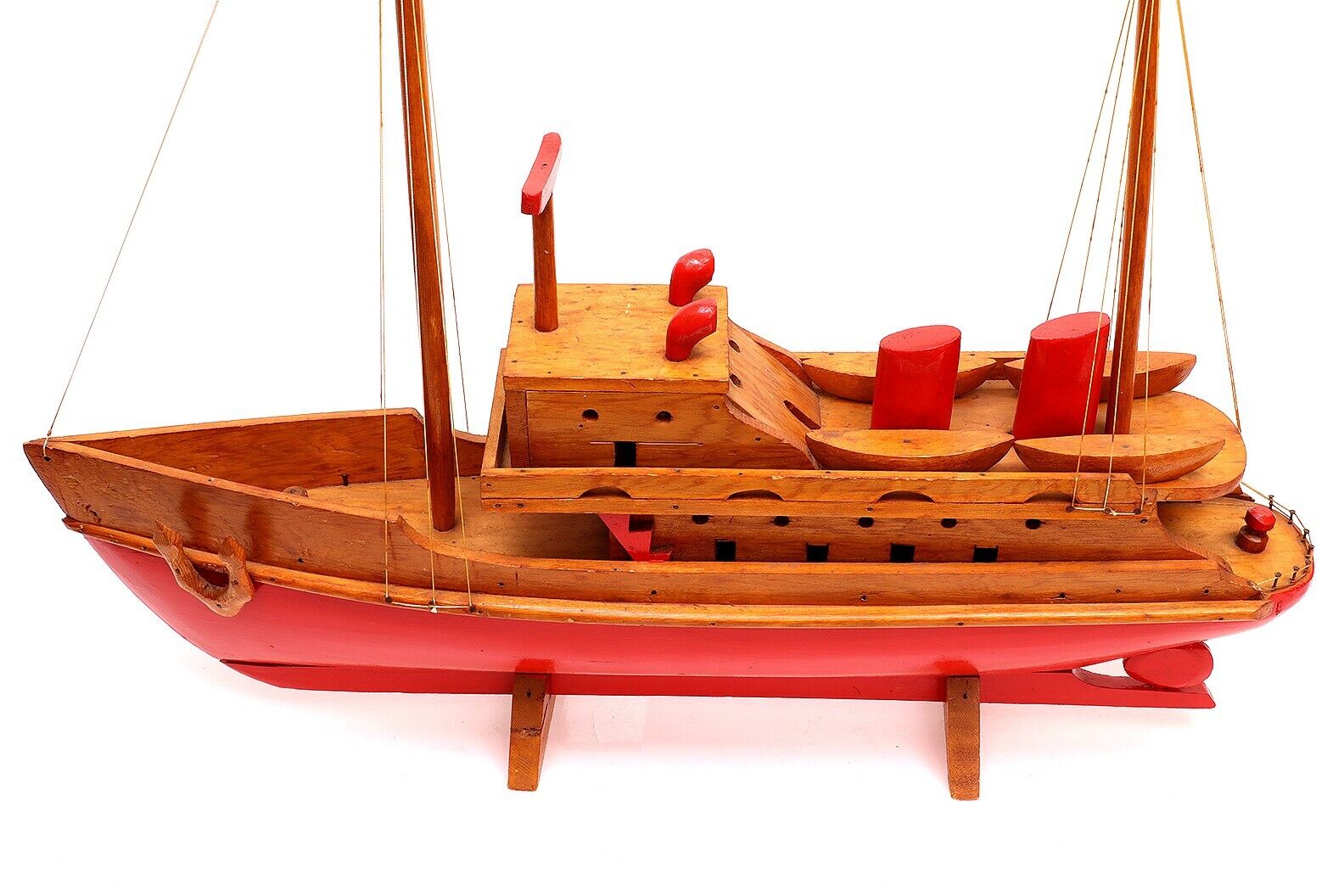 Vintage Canada-US Folk Art Sailboat Wood Model 26