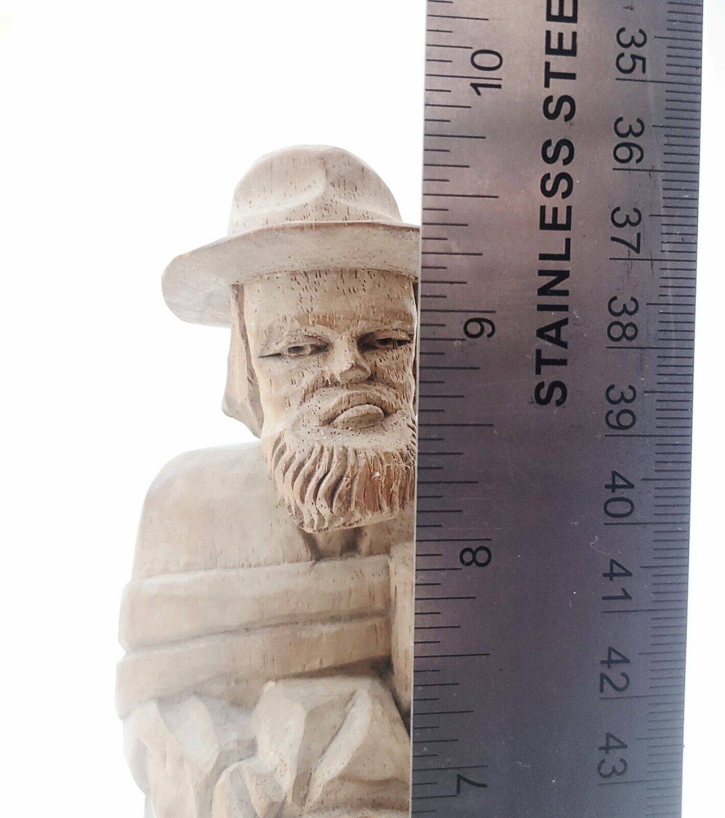 Vintage Canadian Wood Carving of Barefoot Traveler