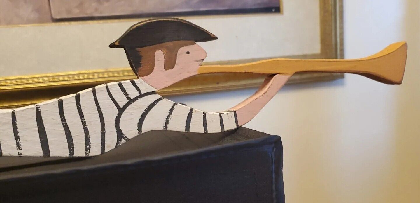 Hand-painted Folk Art Canada Man Playing Horn