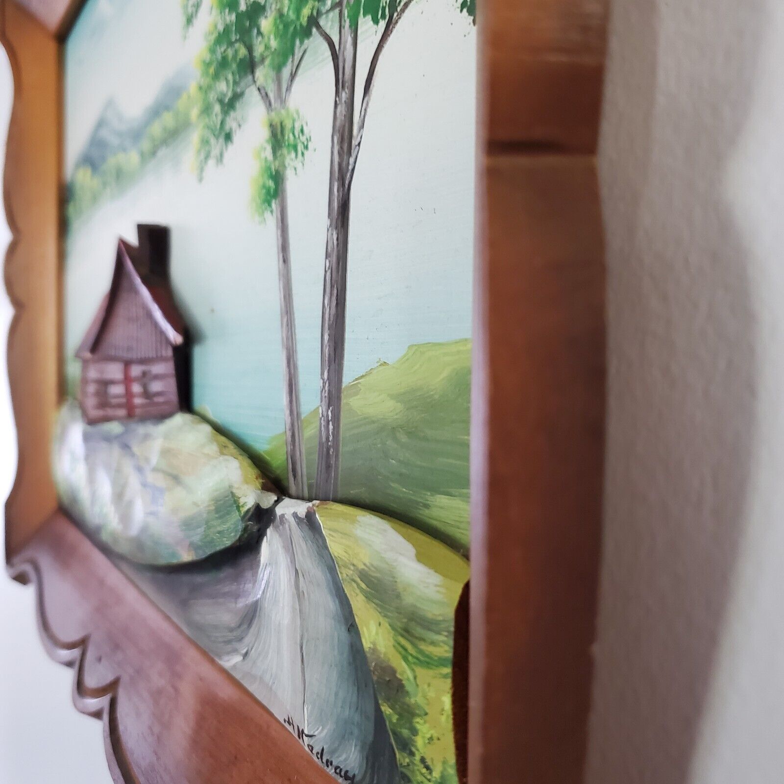 Canadian Summer 3D Painting Wood Plaque 17x13" Framed