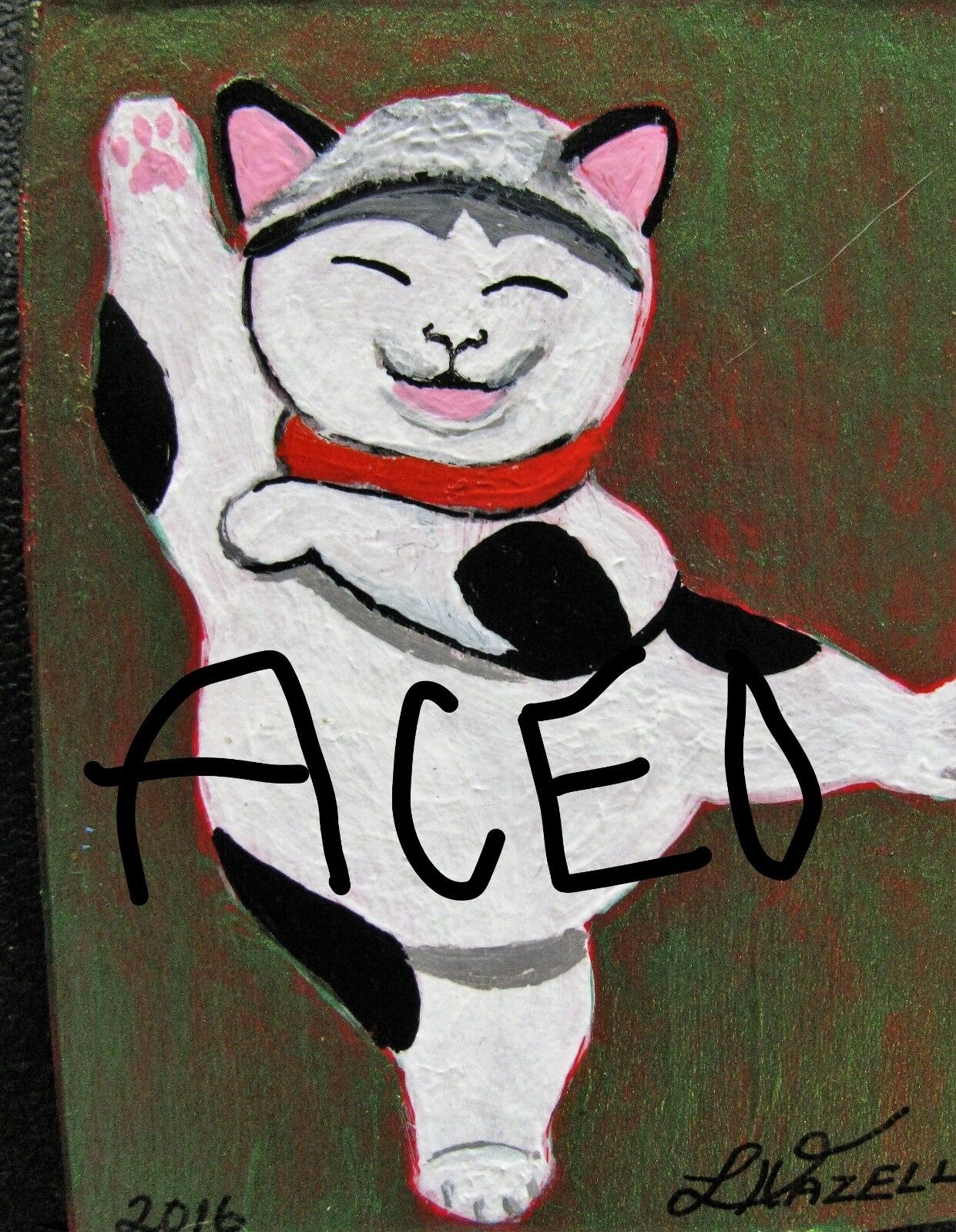 Daisy the Cat: Original Acrylic ACEO Painting