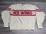 Vintage Detroit Red Wings Sweater Cliff Engle Wool Blend White NHL XL USA Made