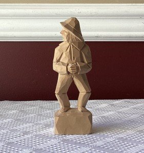 Handmade Wooden Fisherman Figurine from Quebec