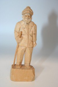 Vintage Folk Art Carved Wood Old Man Figurine