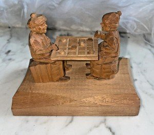 Hand-Carved Wood Checkers Game by D. Daigle