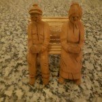 Hand-Carved Vintage Quebec Couple Sculpture by D. Daigle