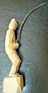 Canadian Pierre Labelle Carved Fisherman Sculpture