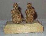 Vintage Hand-Carved Quebec Couple Sculpture by D. Daigle