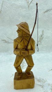 Handmade Wooden Fisherman from Quebec - Signed