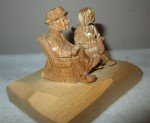 Vintage Hand-Carved Quebec Couple Sculpture by D. Daigle