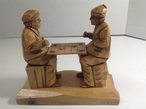Hand-Carved Vintage Checkers Game by D. Daigle