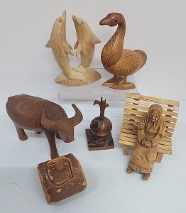 Vintage Hand-Carved Folk Art Figurines Set