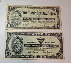 Vintage 1944 Canadian Tire 5 Cent Paper Money