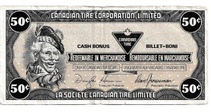 Vintage Canadian Tire Money Collectible - 50 Cents