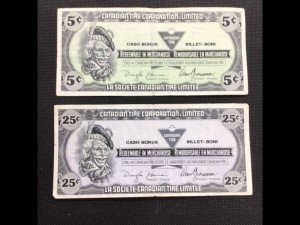 Vintage Canadian Tire Money Lot from 1989