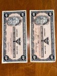 Set of 2 Vintage Canadian Tire Money - 10 Cents