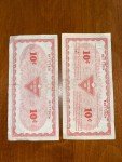 Set of 2 Vintage Canadian Tire Money - 10 Cents