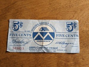 1985 Mohawk Service Station 5 Cent Coupon
