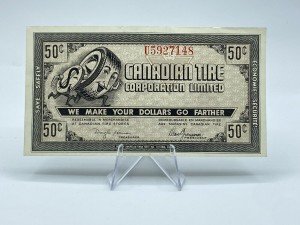 1972 Canadian Tire 50 Cent Note - Vintage Collectible