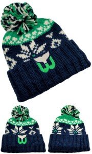 Vintage Hartford Whalers Pom Knit Beanie Hat