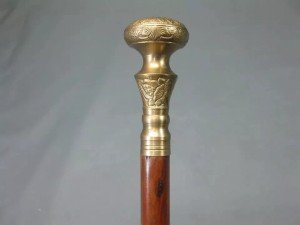 Antique Solid Brass Handle Wooden Walking Stick Cane
