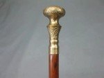 Antique Solid Brass Handle Wooden Walking Stick Cane