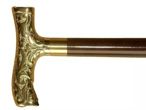 Vintage Brass Handle Wooden Walking Cane for Men