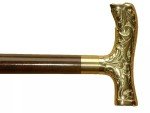 Vintage Brass Handle Wooden Walking Cane for Men