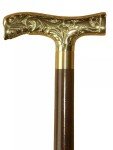 Vintage Brass Handle Wooden Walking Cane for Men