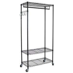 Adjustable Steel Clothes Rack with Detachable Hooks