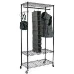 Adjustable Steel Clothes Rack with Detachable Hooks