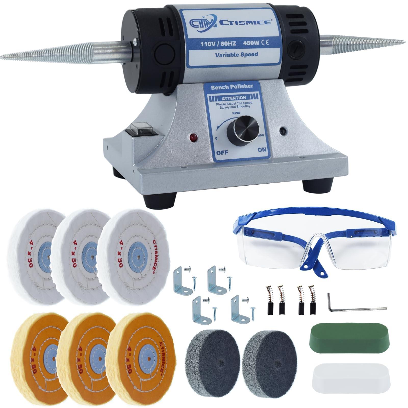 Variable Speed Jewelry Bench Polisher with 8 Wheels