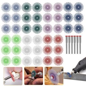 48X 1" 80-2500# Diamond Radial Bristle Disc Kit for Wood Metal Jewelry Polishing